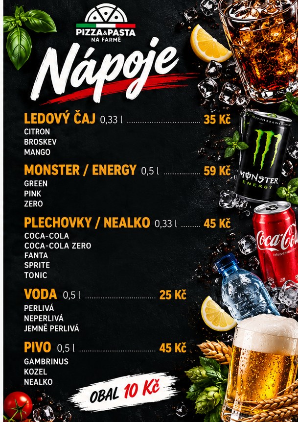 Tištěné menu – Nápoje